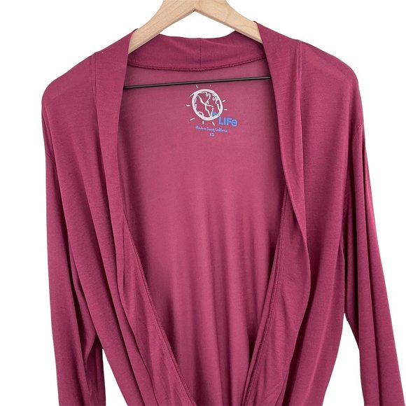 Blue Life garnet burgundy surplice overlap long sleeve kimono top extra small - Picture 4 of 11
